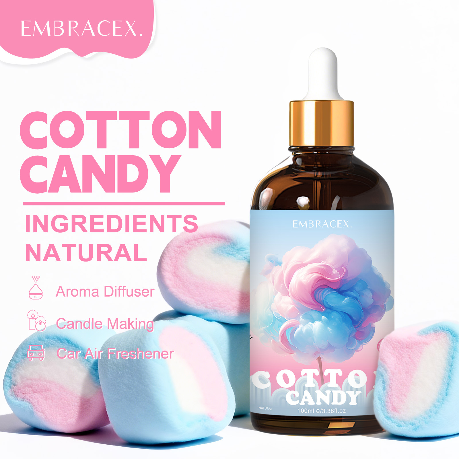 Candle Making Oils - 100ml コットンキャンディフレグランスオイル ディフューザー キャンドル作り 友人へのギフト スイートな香りのリードディフューザーオイル