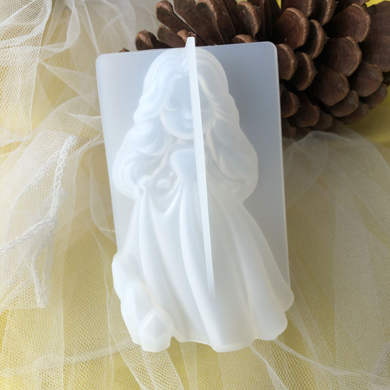 Candle Making Products - 3D かわいいプリンセスシリコーンキャンドルモールド天使の女の子石鹸樹脂石膏作る型 DIY 人間チョコレートベーキングツール家の装飾のギフト