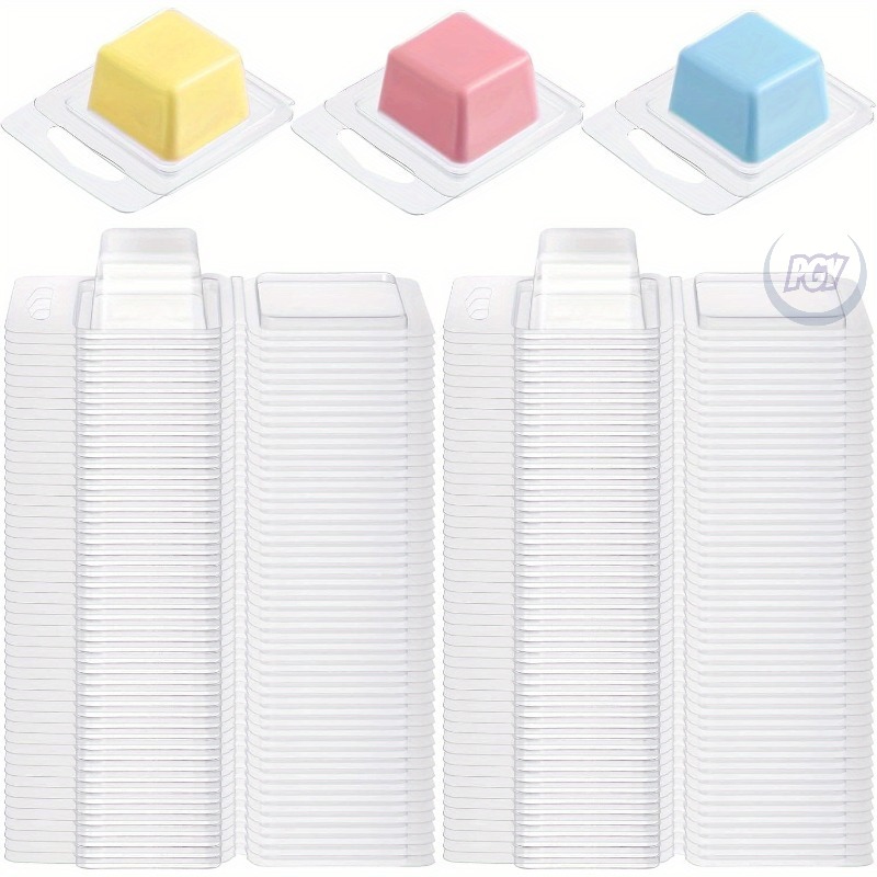 Candle Making Wax Melter - 20/50個 クリアプラスチックワックスメルトモールド 1オンス 正方形 円形 クラムシェル容器