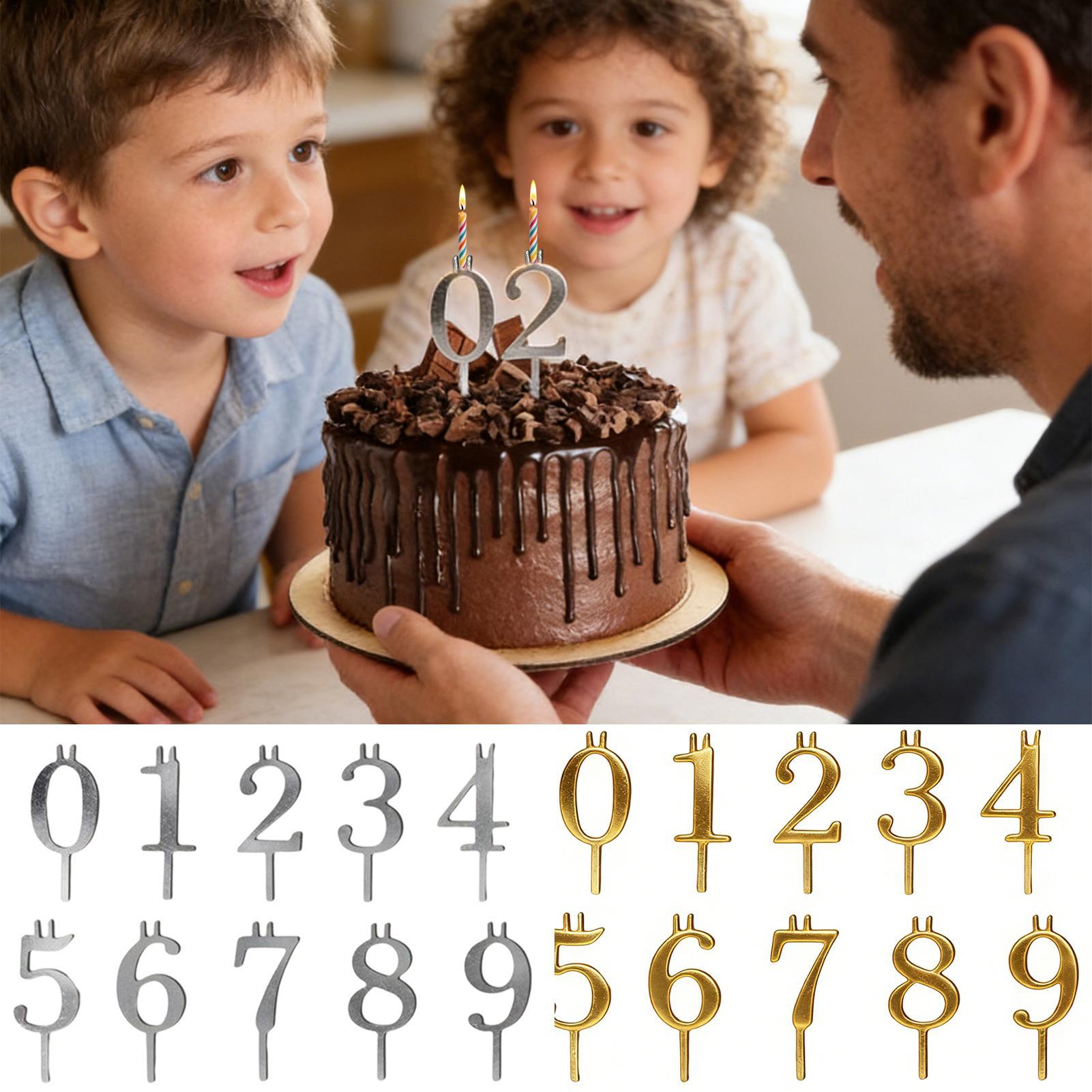 Candle Making Products - 10個入り 0-9 数字ケーキトッパー メタルナンバーキャンドルホルダーセット 安定して再利用可能な誕生日ケーキトッパーデコレーションキャンドルホルダー
