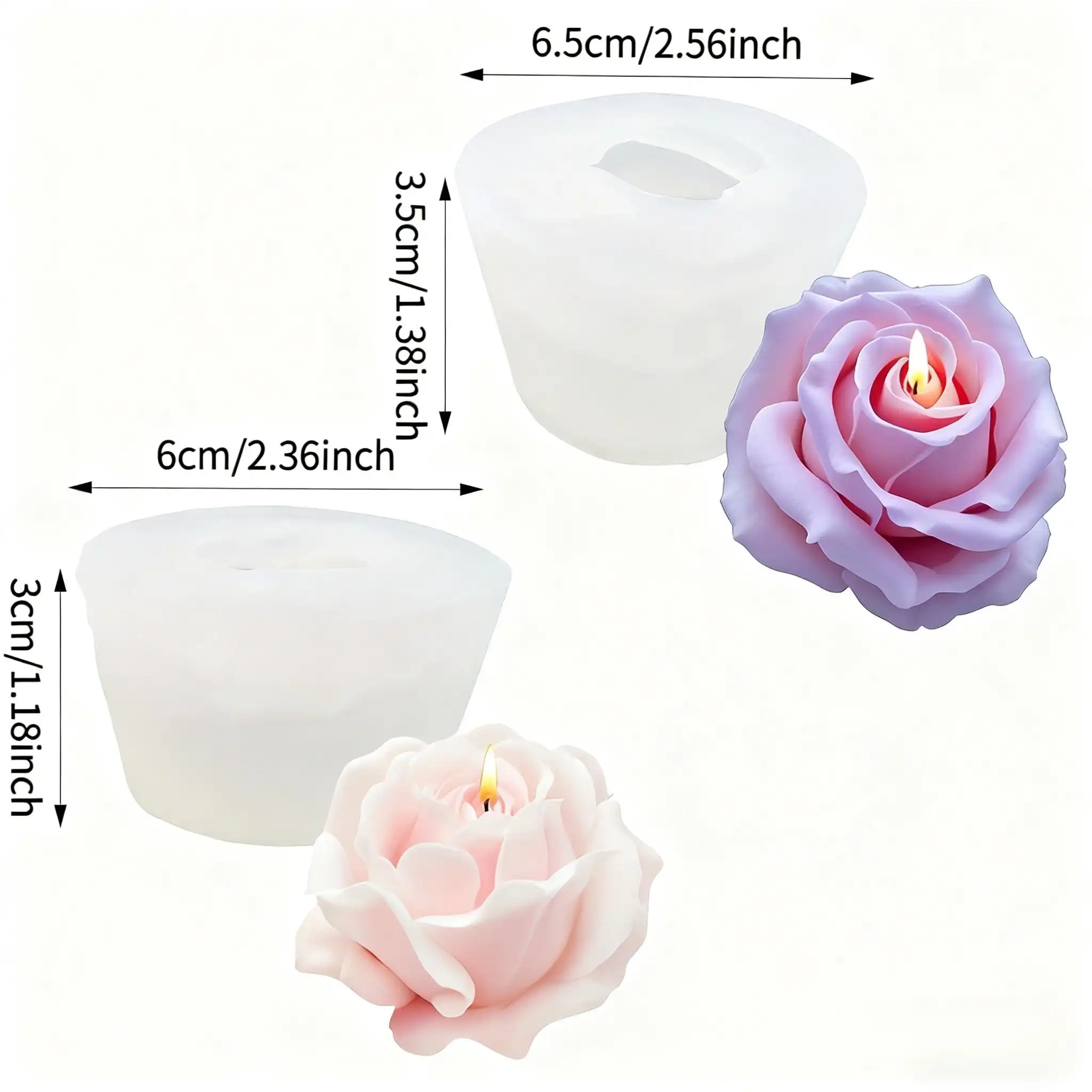 2個のロマンチックな3Dローズシリコンキャンドル型 - 再利 - Candle Making Wax Melter のレビューと価格
