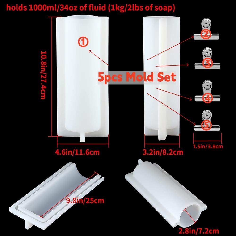 大きな円筒形石鹸型（クリップ付き）、1000mlシリコン製円 - Candle Making Activity のレビューと価格