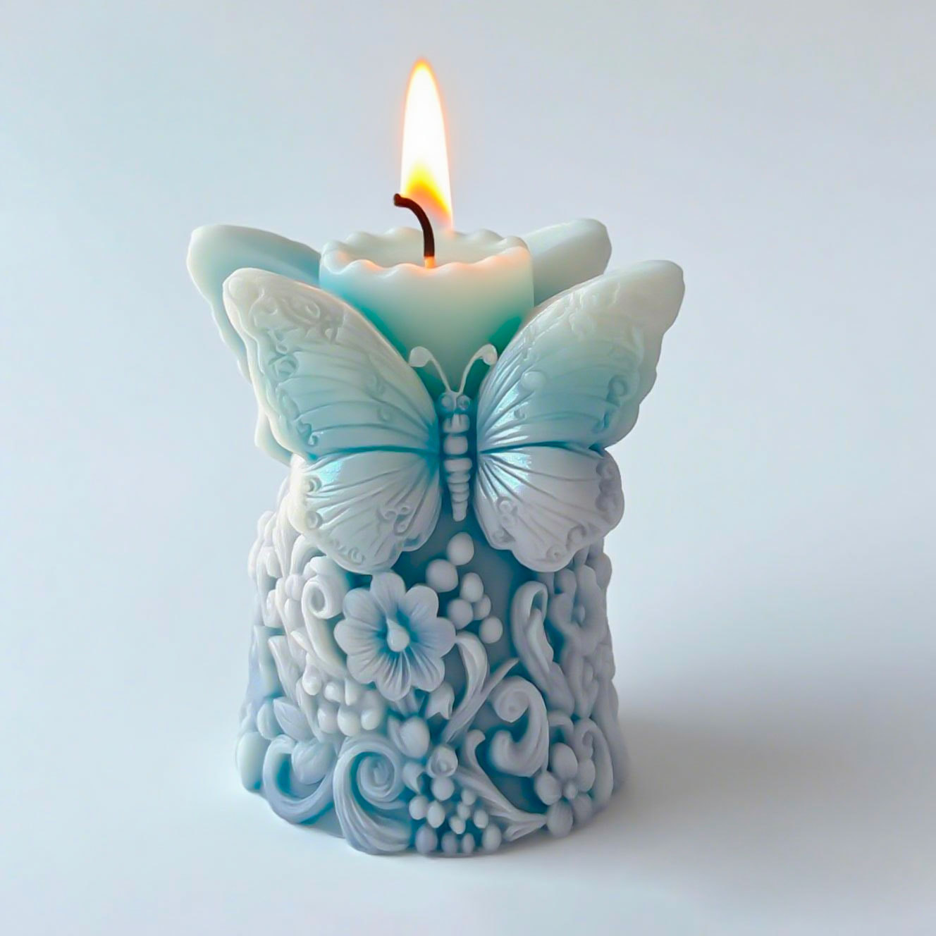 3D蝶の花レリーフ円柱キャンドル型手作り石鹸石膏型樹脂シリコ - Candle Making Activity のレビューと価格