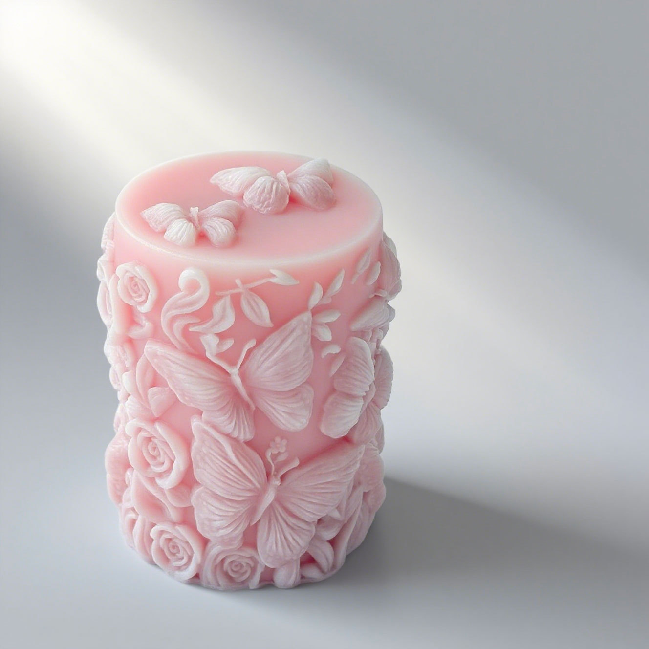 3D蝶の花レリーフ円柱キャンドル型手作り石鹸石膏型樹脂シリコ - Candle Making Activity のレビューと価格