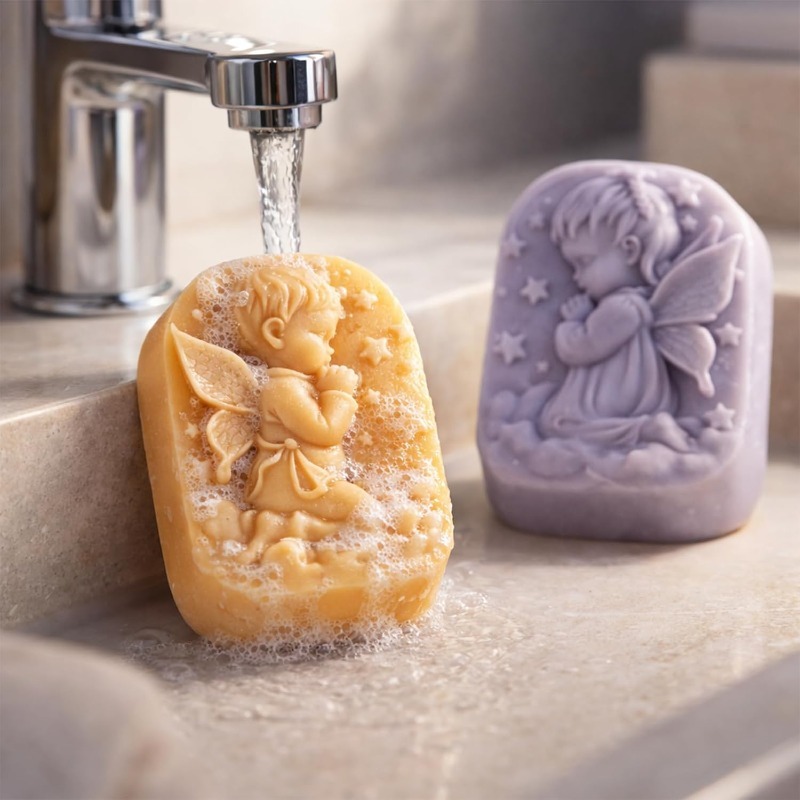 天使のシリコンモールド、石鹸作り用品、祈る妖精の赤ちゃんデザ - Candle Making Activity のレビューと価格